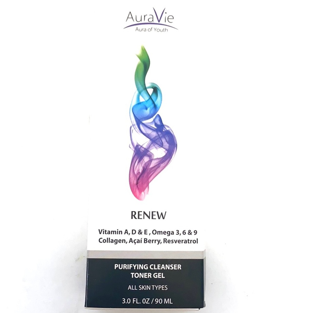 AuraVie Renew Purifying Cleanser Toning Gel 3 oz - Picture 2 of 7